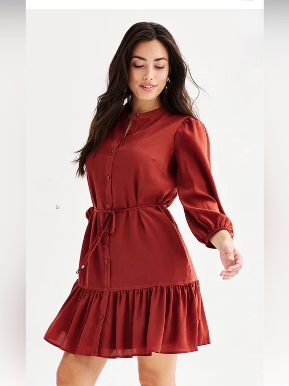Nine West Women's Rust Long Sleeve Dress